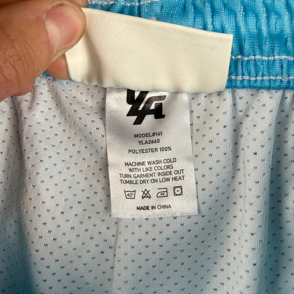 YoungLA Shorts Men's L Blue Cloud Bird Mesh Gym Athletic Fitness AOP Sky 4" - Picture 6 of 9